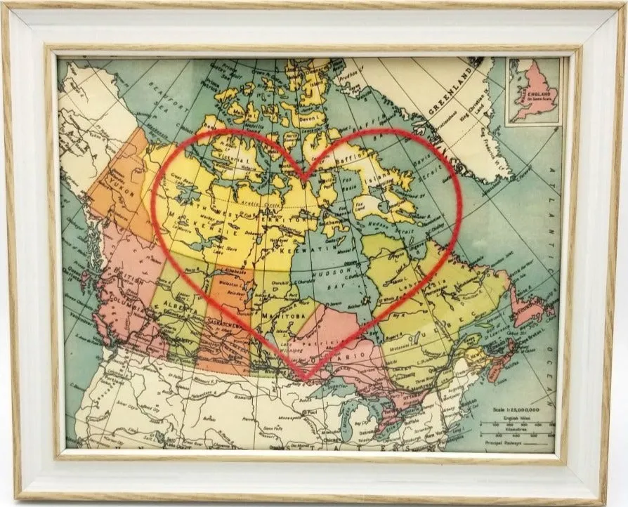 Canada Stitched Heart Map (8" x 10")