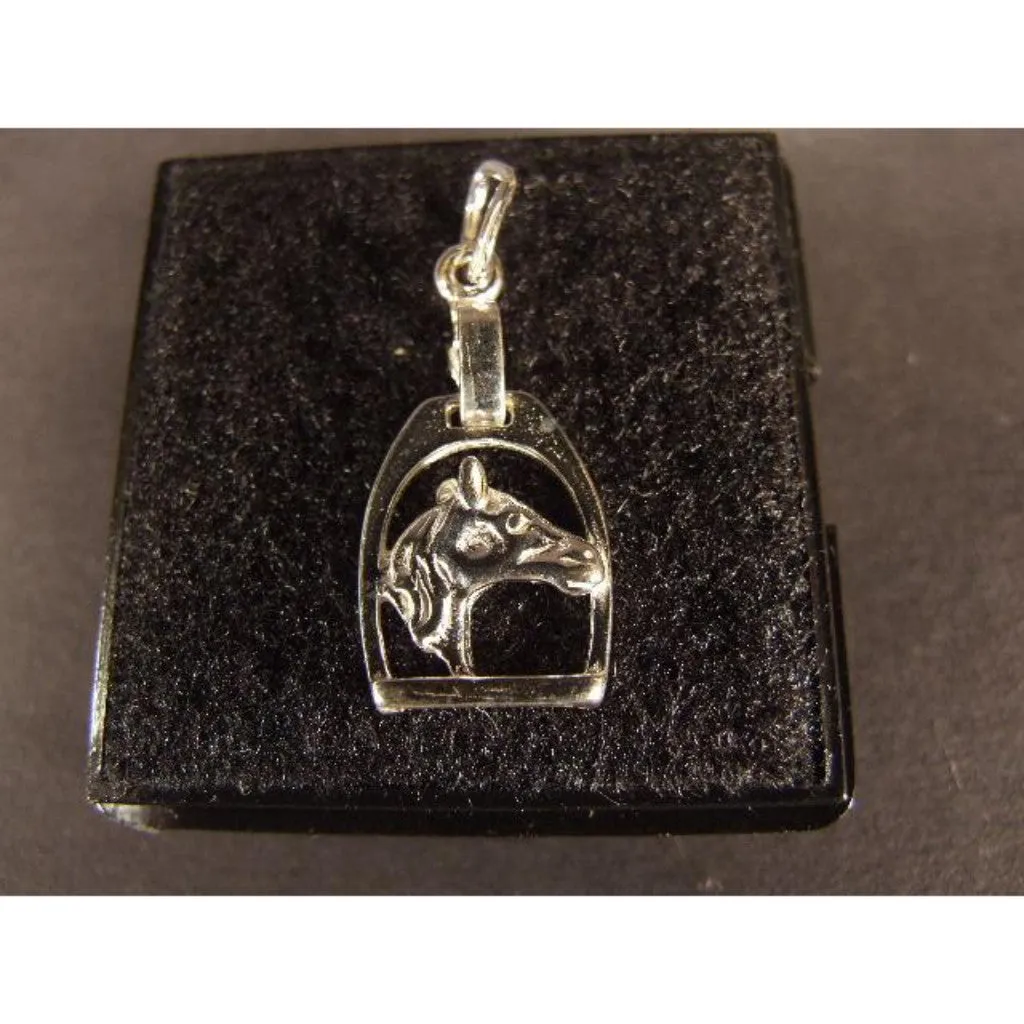 Charm Sterling Silver Horse Head in Stirrup