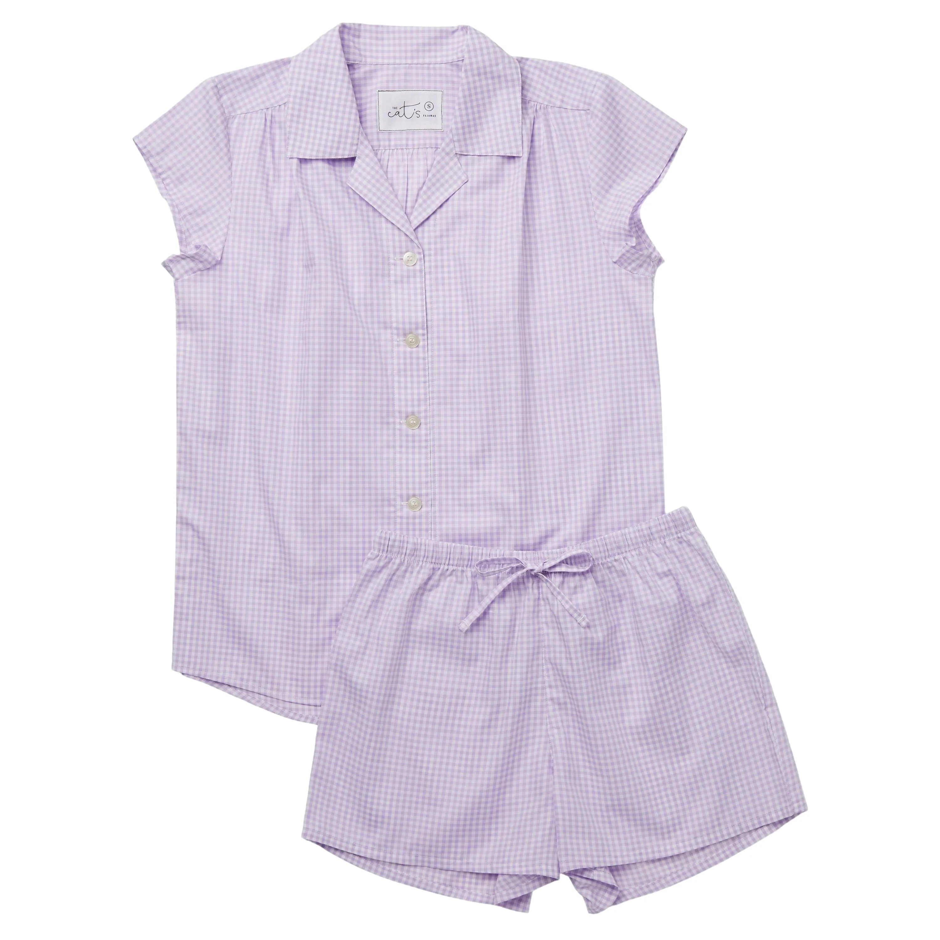 Classic Gingham Luxe Pima Short Set - Lavender