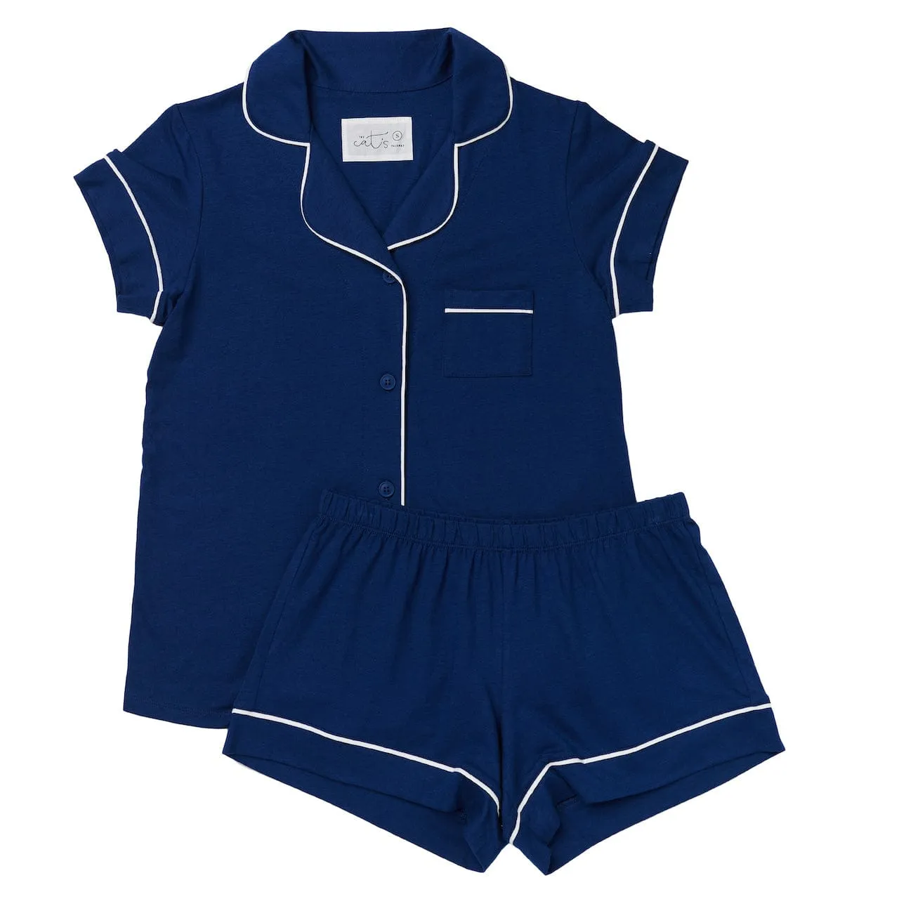 Classic Pima Knit Short Set - Marine Blue