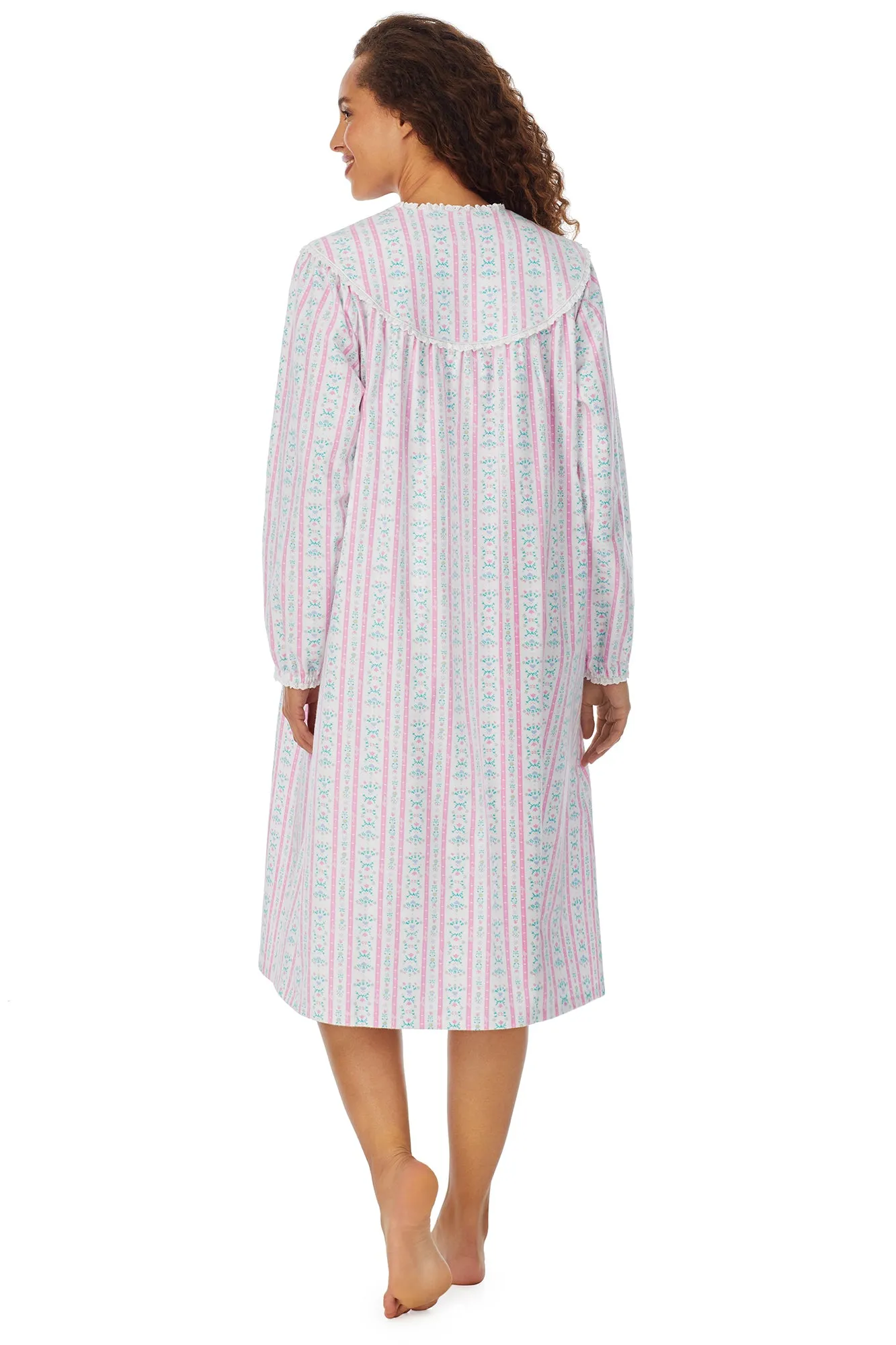 Classic Pink Tyrolean Stripe Flannel  Waltz Gown