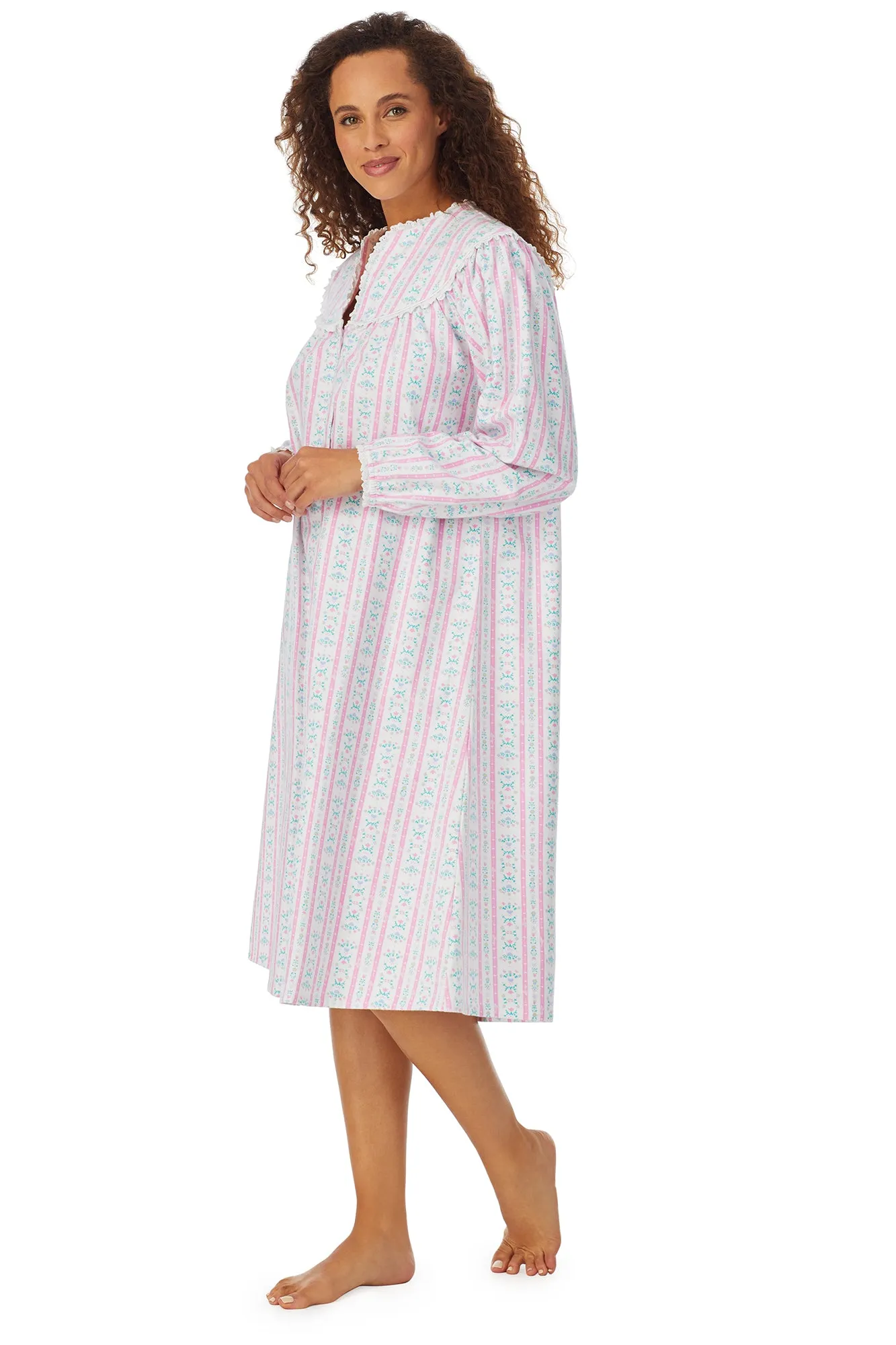 Classic Pink Tyrolean Stripe Flannel  Waltz Gown