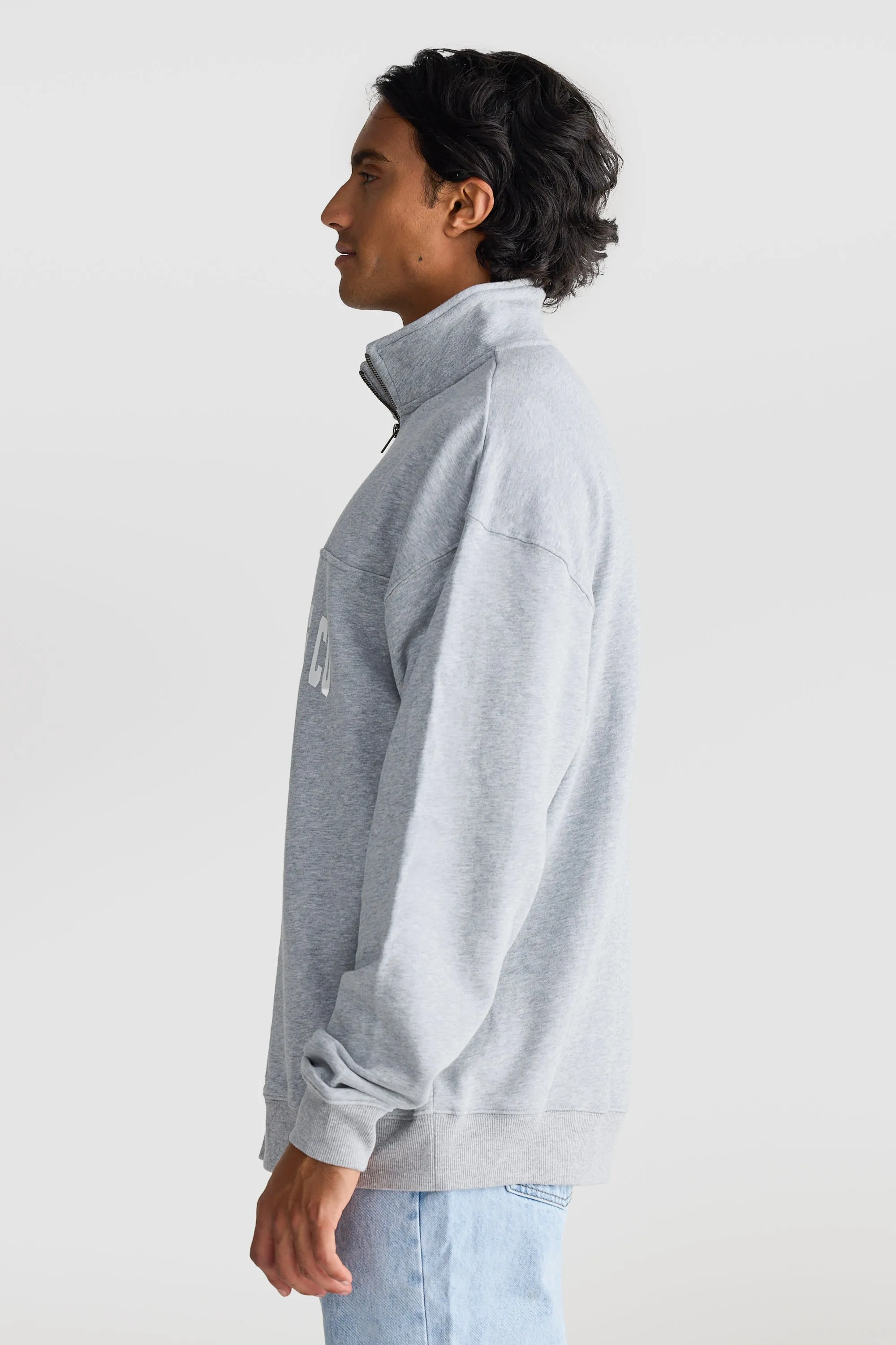 College Logo Quarter Zip Grey Marle