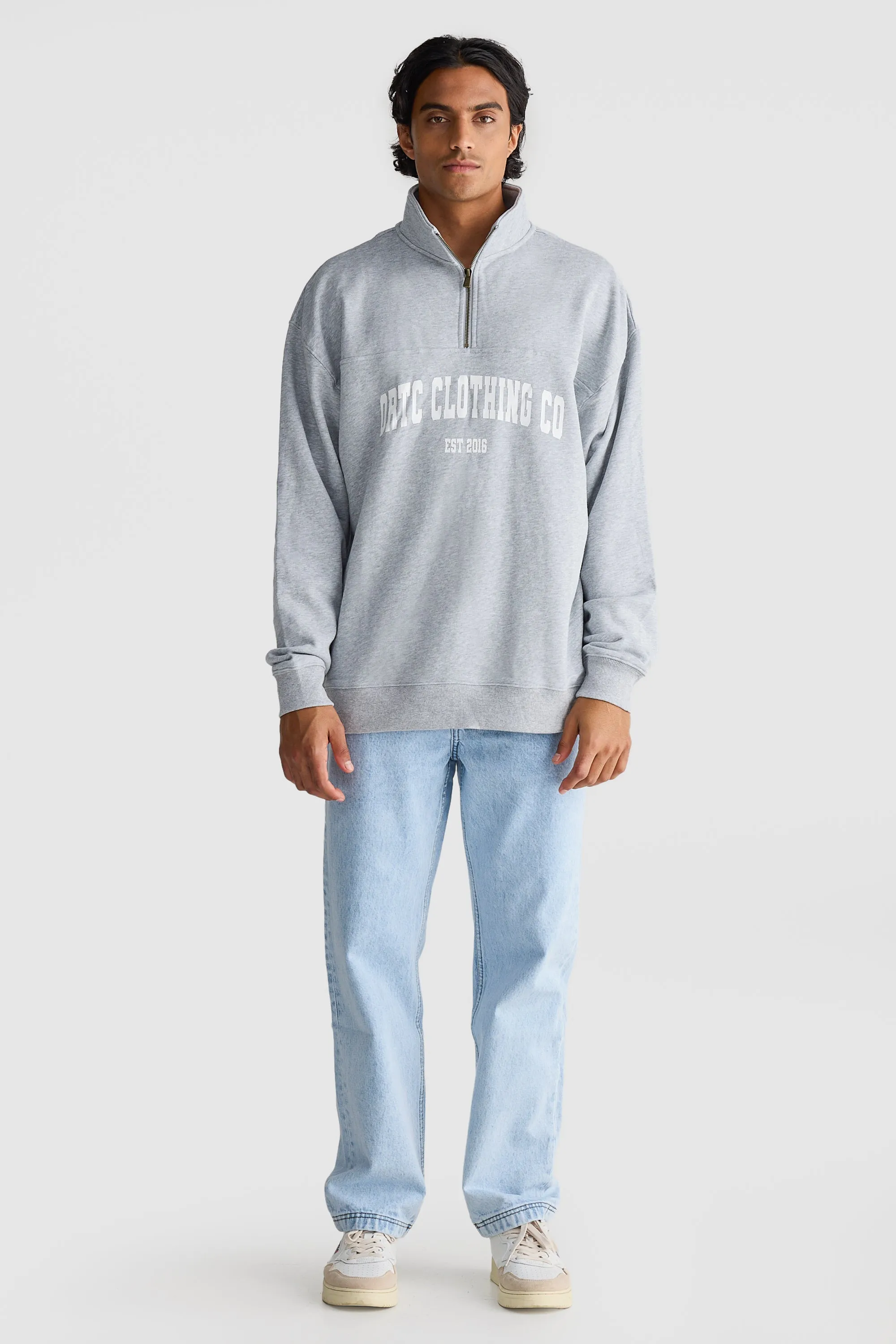 College Logo Quarter Zip Grey Marle