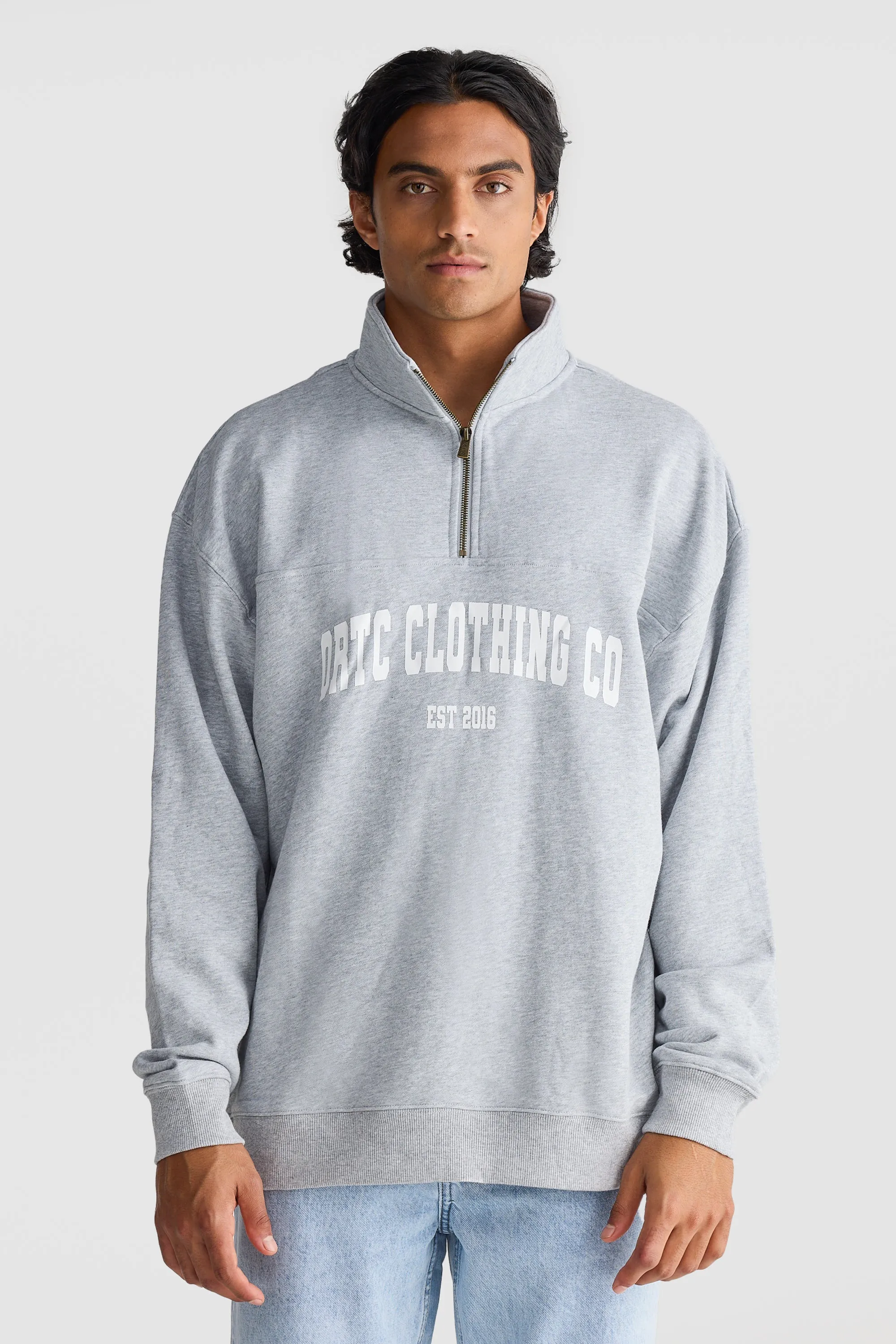 College Logo Quarter Zip Grey Marle