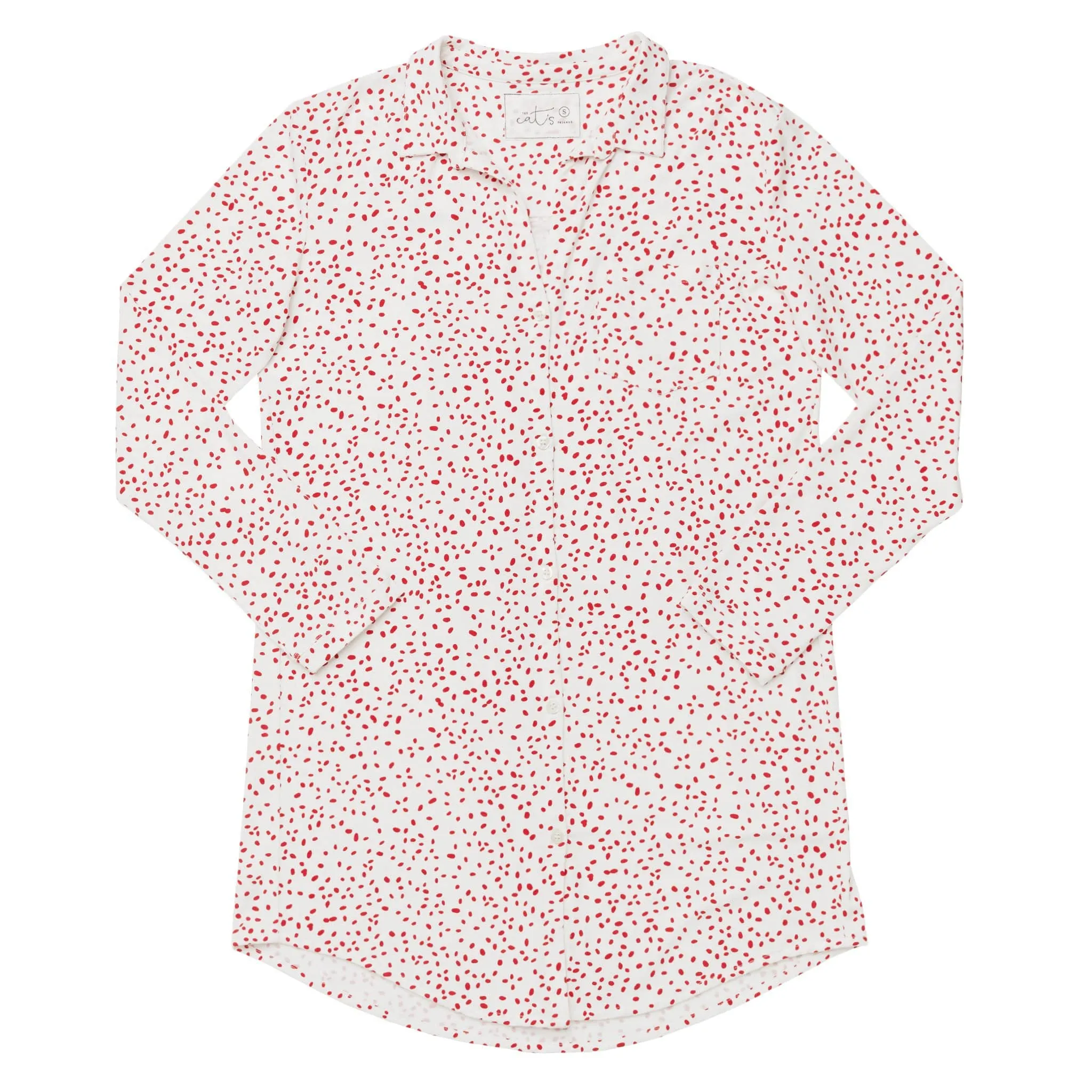 Confetti Dot Pima Knit Night Shirt - Red