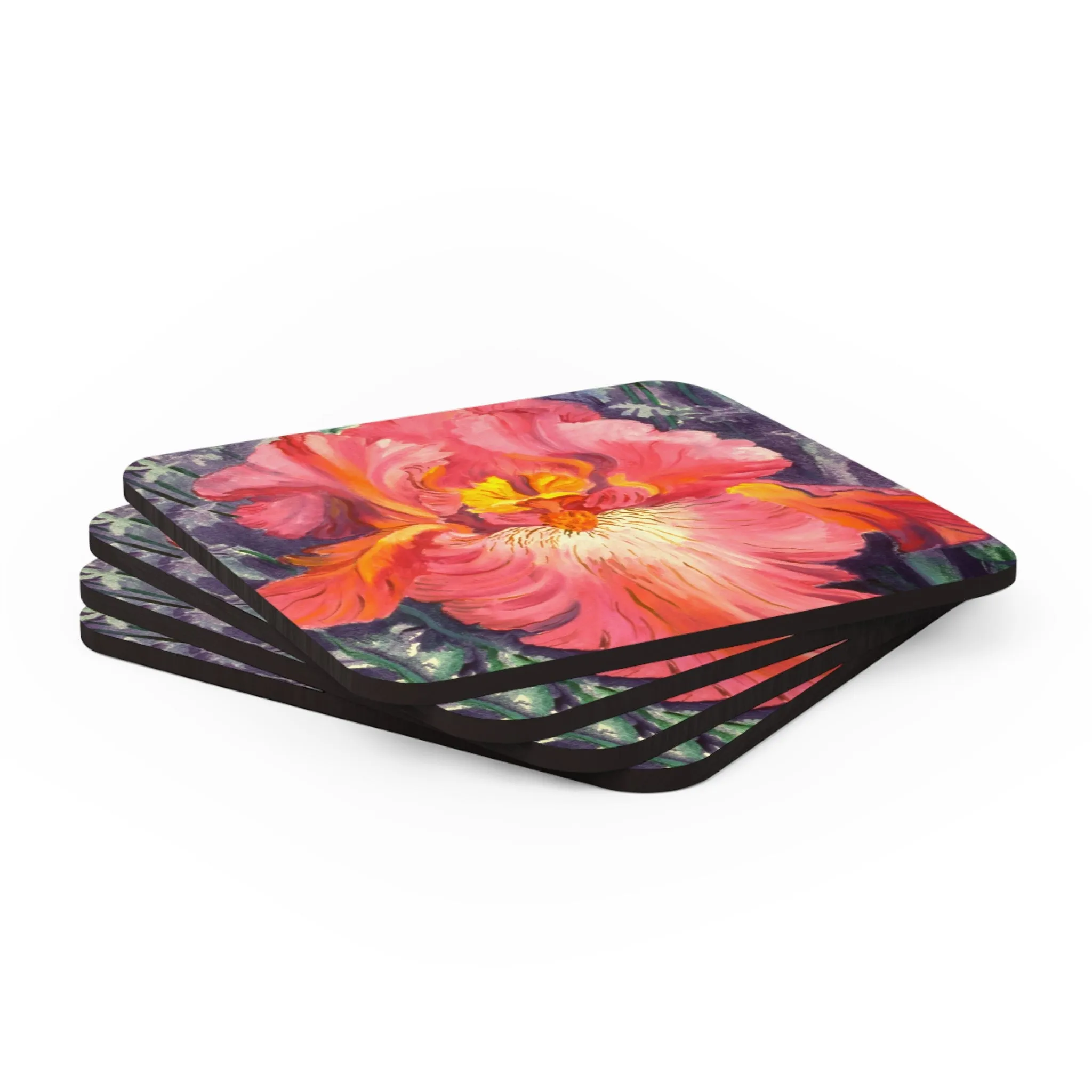 Corkwood Coaster Set - Pink Iris