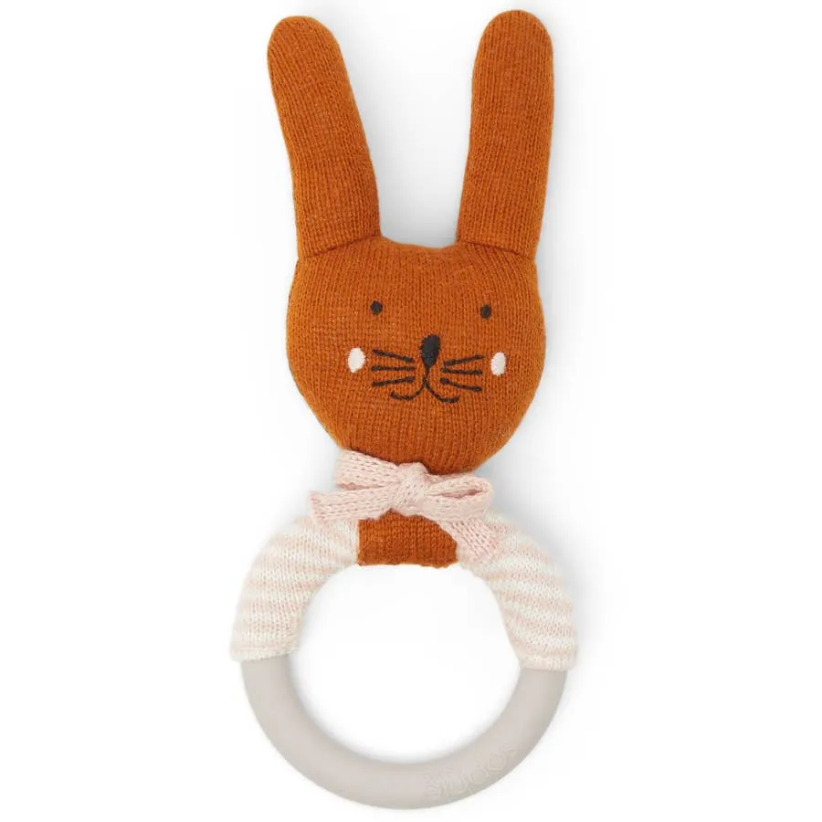 Cotton Knit & Silicone Teether Rattle - Rabbit - Sophie Home