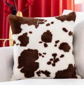 Cow Soft Fur Plush Cushion Cover Pillowcase