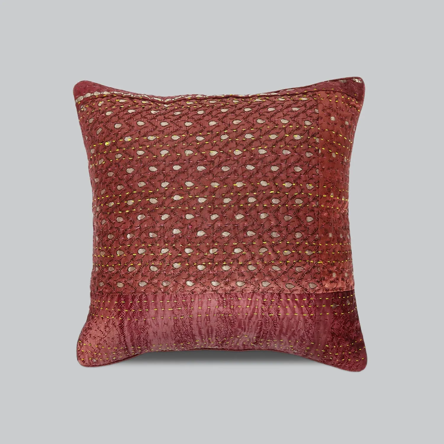 Cushion Cover with Kantha Work 16 x 16 in (Assorted Colour & Design)