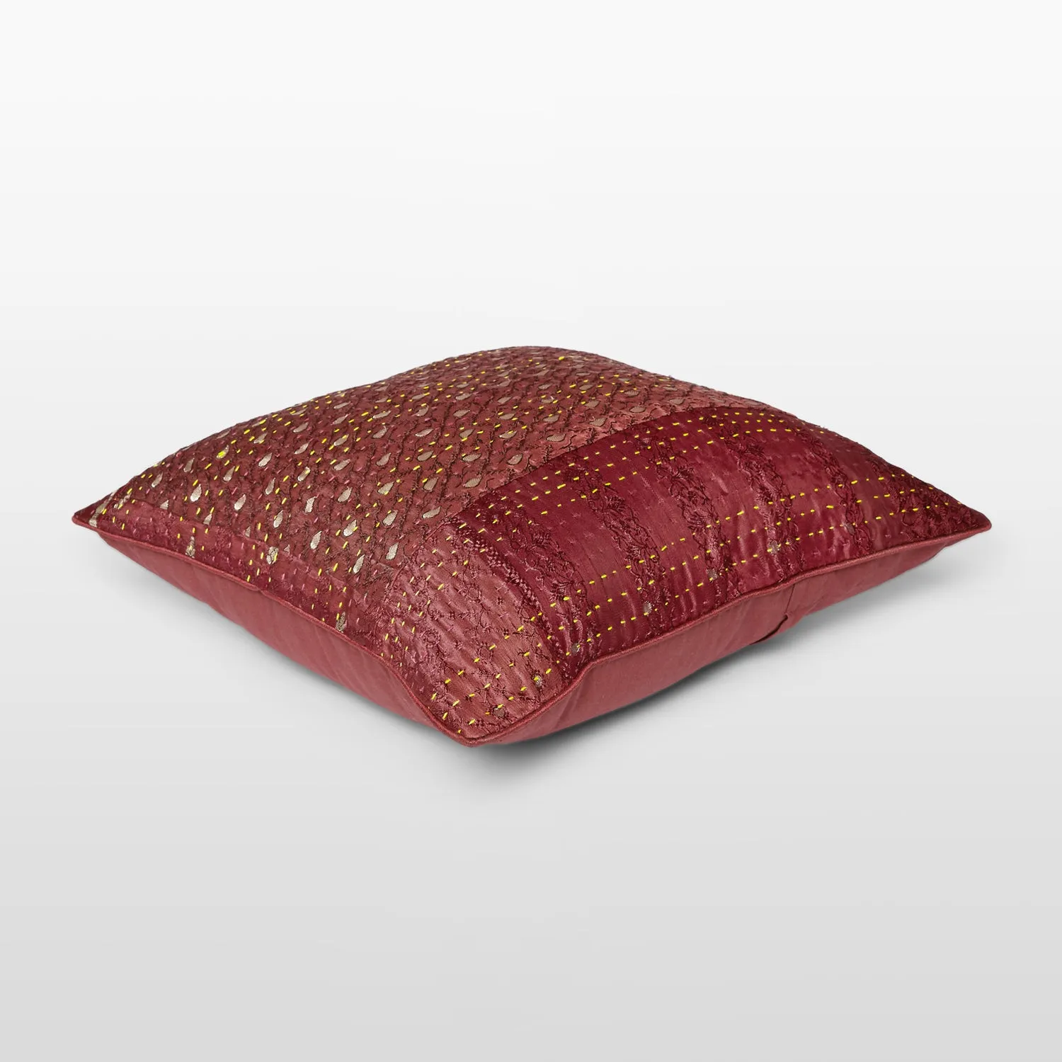 Cushion Cover with Kantha Work 16 x 16 in (Assorted Colour & Design)