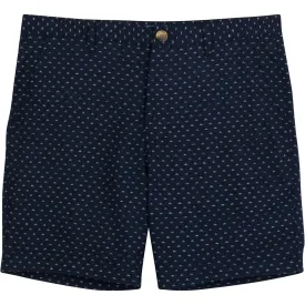 Dark Indigo Blue Japanese "Uroko-Inspired" Print Cotton Shorts - Made in USA