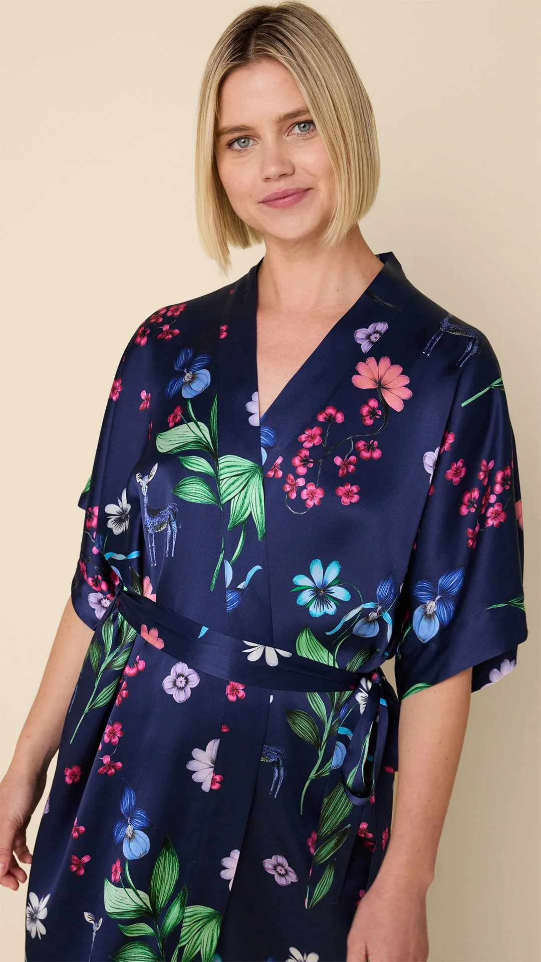 Deerly Silk Kimono Robe