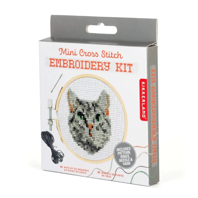 DIY Mini Tabby Cat Cross Stitch Embroidery Kit