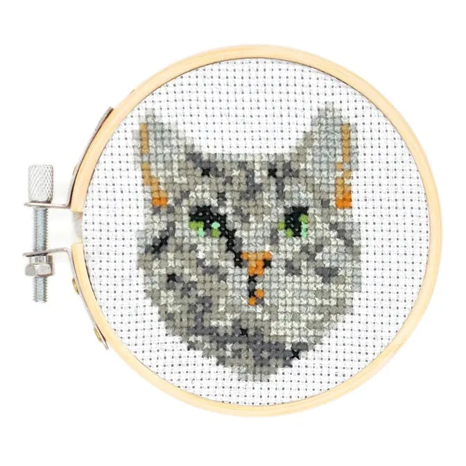 DIY Mini Tabby Cat Cross Stitch Embroidery Kit