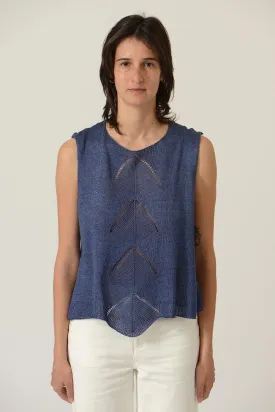 Earlymade Fish Bone See Through Knit Top - Blue