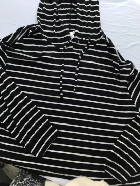 Eberjey Black and White Stripe Lounge Hoodie