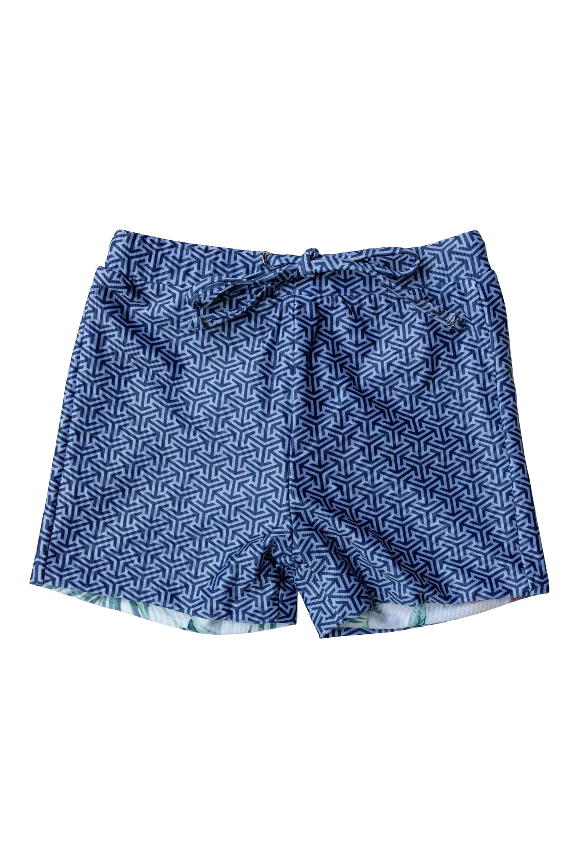 Echo Kids' Unisex Swim Shorts - Reversible - Due South Blue / Hawaiian Tropic