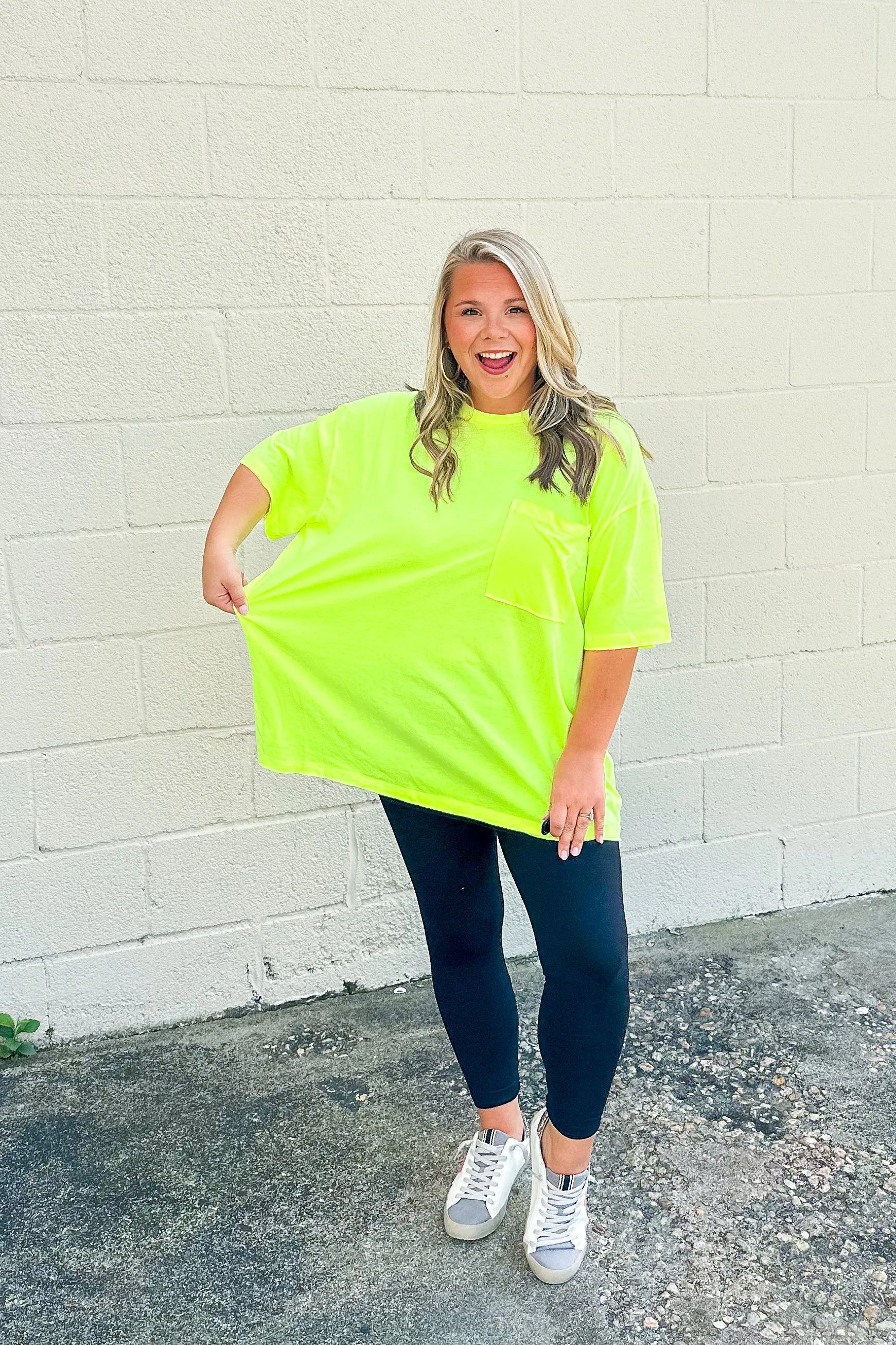 Emma Oversized Boyfriend Top, Neon Lime