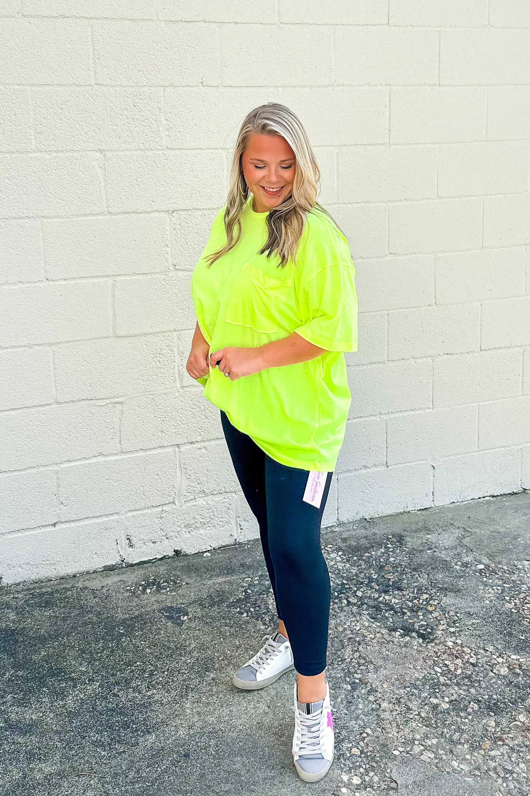 Emma Oversized Boyfriend Top, Neon Lime