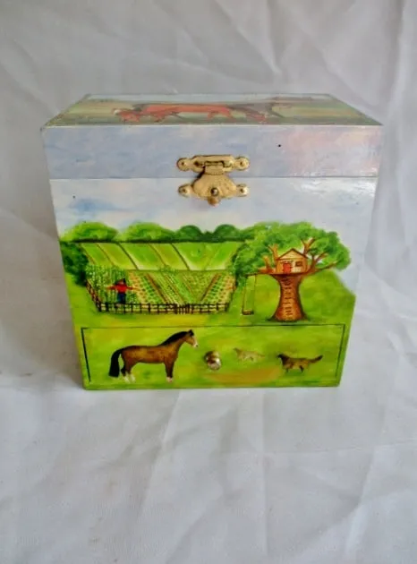 ENCHANTMINTS HORSE RANCH MY OLD KENTUCKY HOME Jewelry Music BOX Case