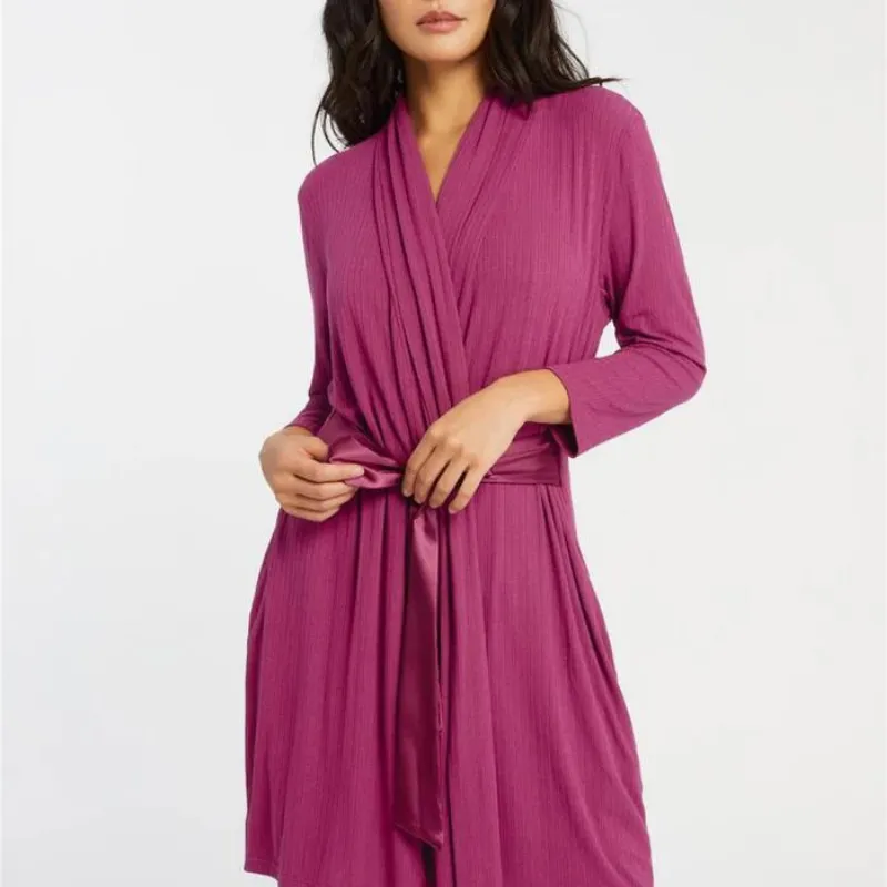 Fleur't Iconic Robe Cranberry Pointelle