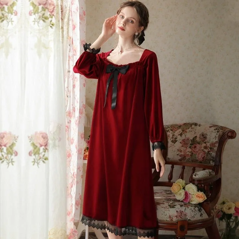 French Court Velour Nightgown, M-XL