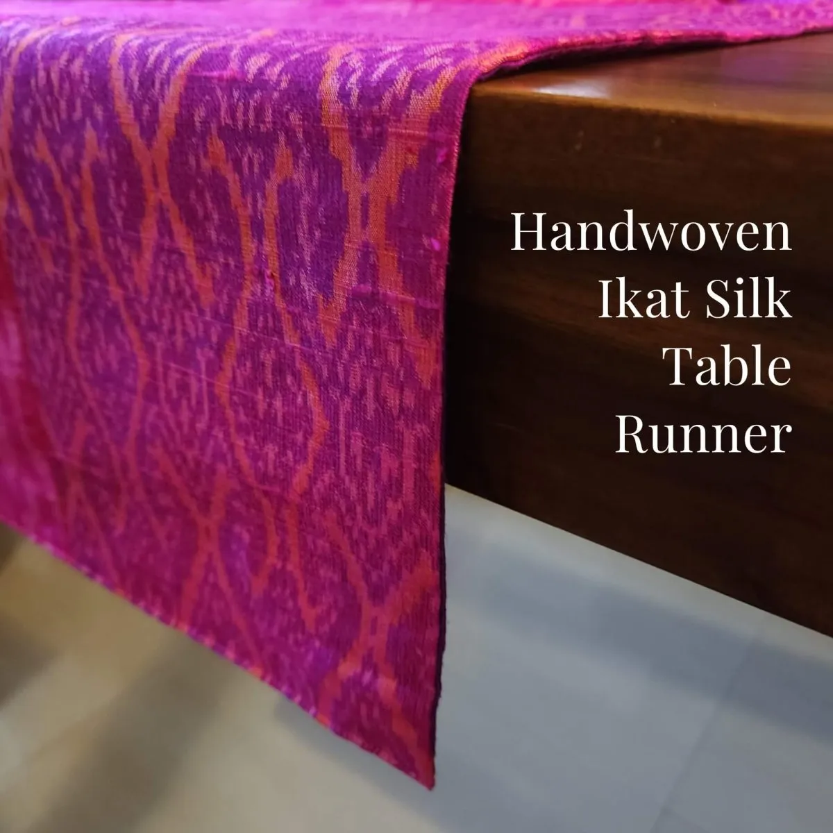 Fuschia Silk Ikat Table Runner