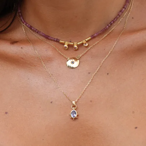 Gia Iolite Gold Necklace