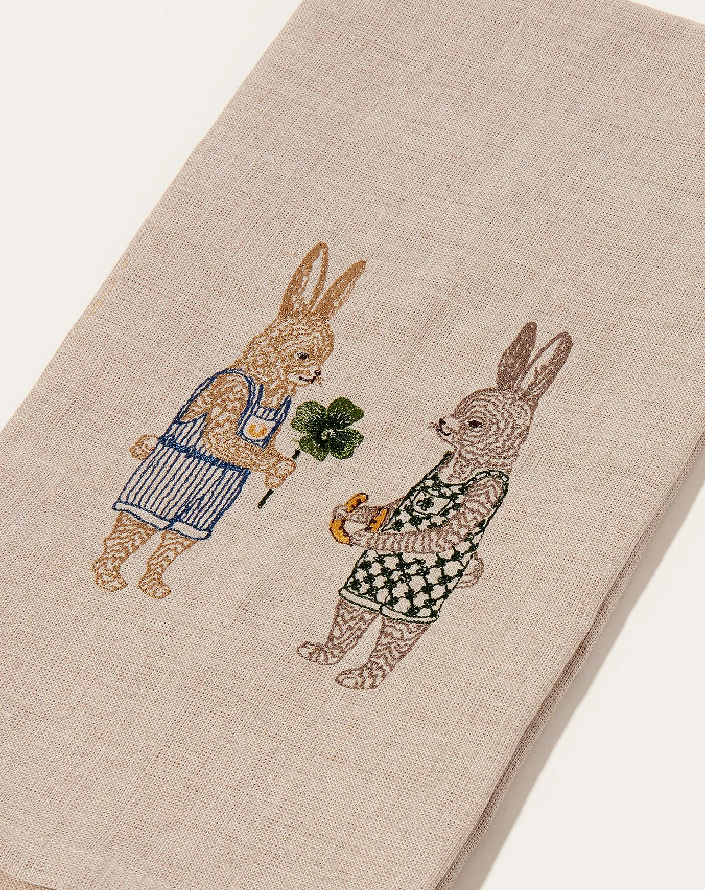 Good Luck Bunnies Tea Towel