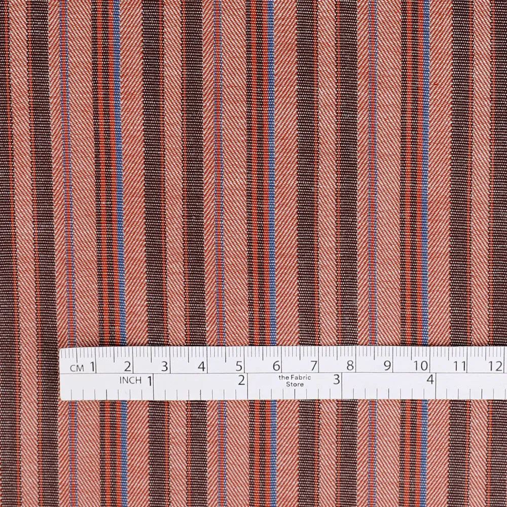 Herringbone Stripe Cotton / Triacetate - Russet Mix