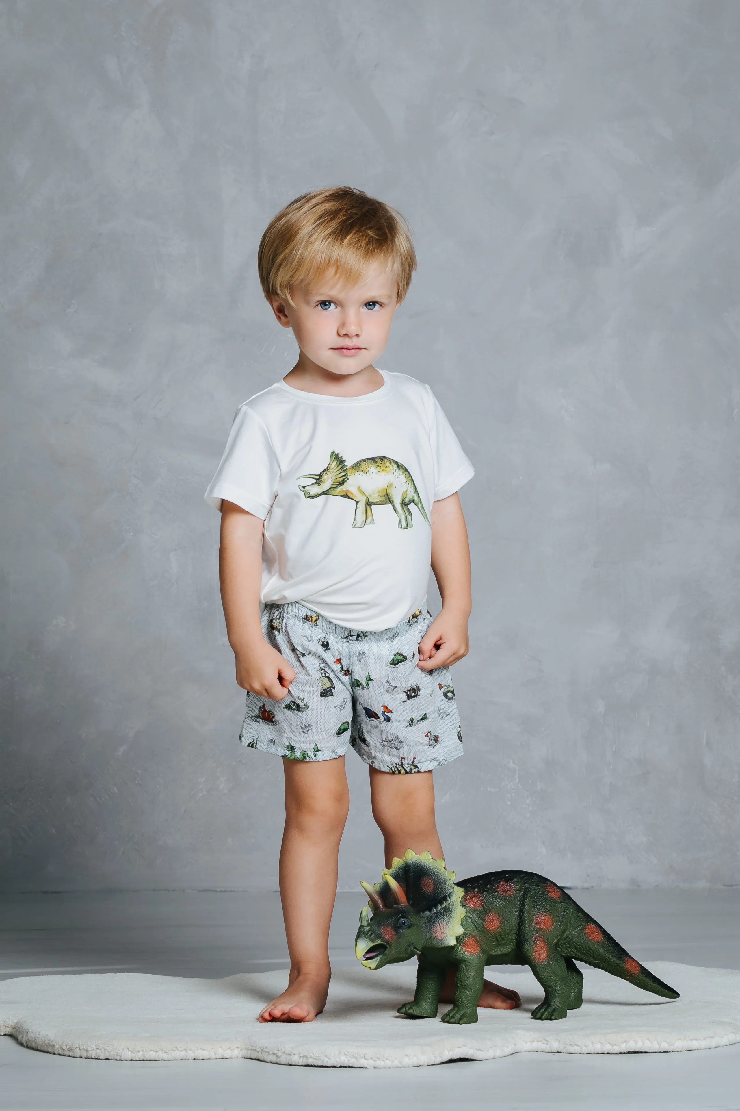 LEON LIBERTY PRINT BOYS’ COTTON PYJAMA SET DINOSAUR