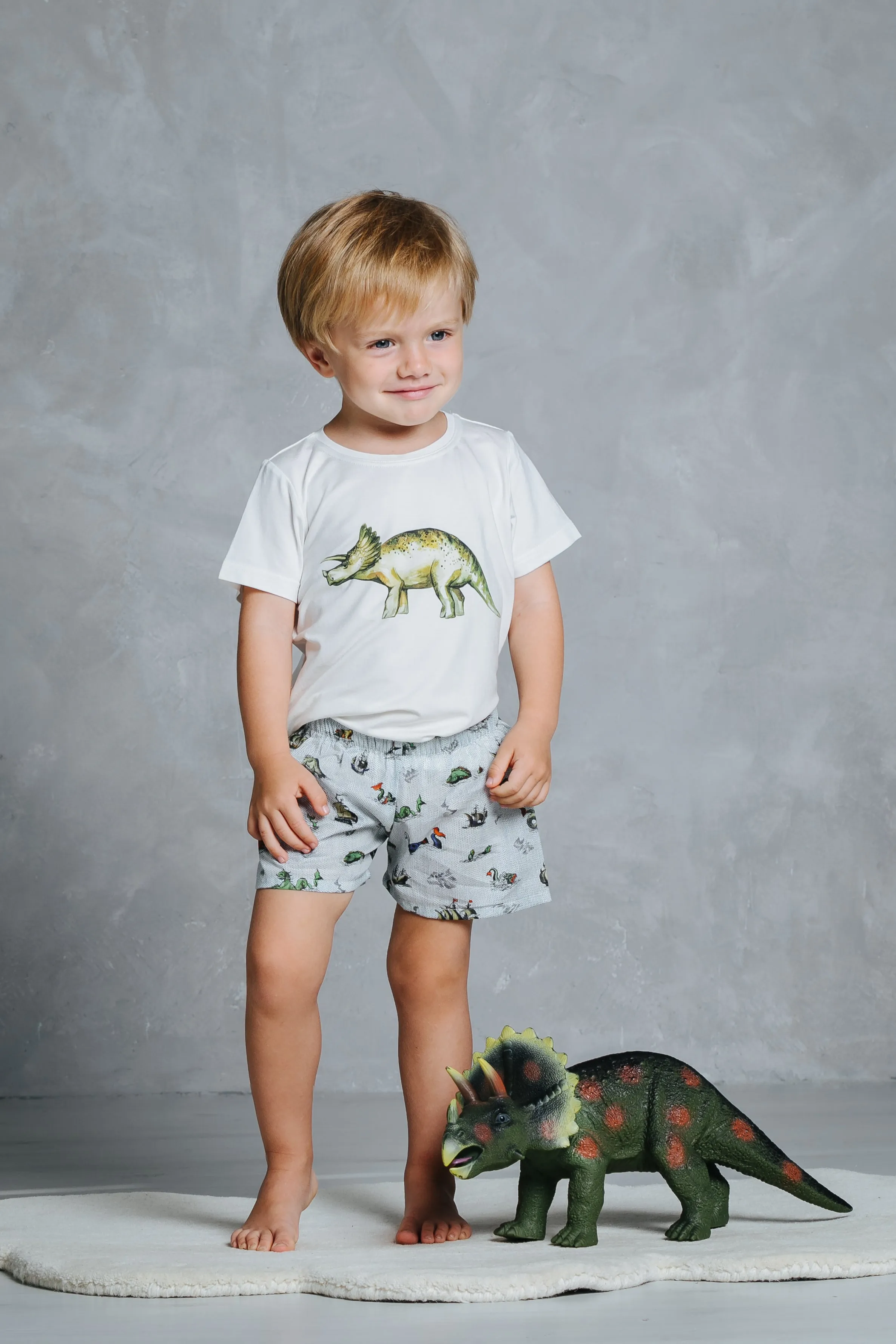 LEON LIBERTY PRINT BOYS’ COTTON PYJAMA SET DINOSAUR