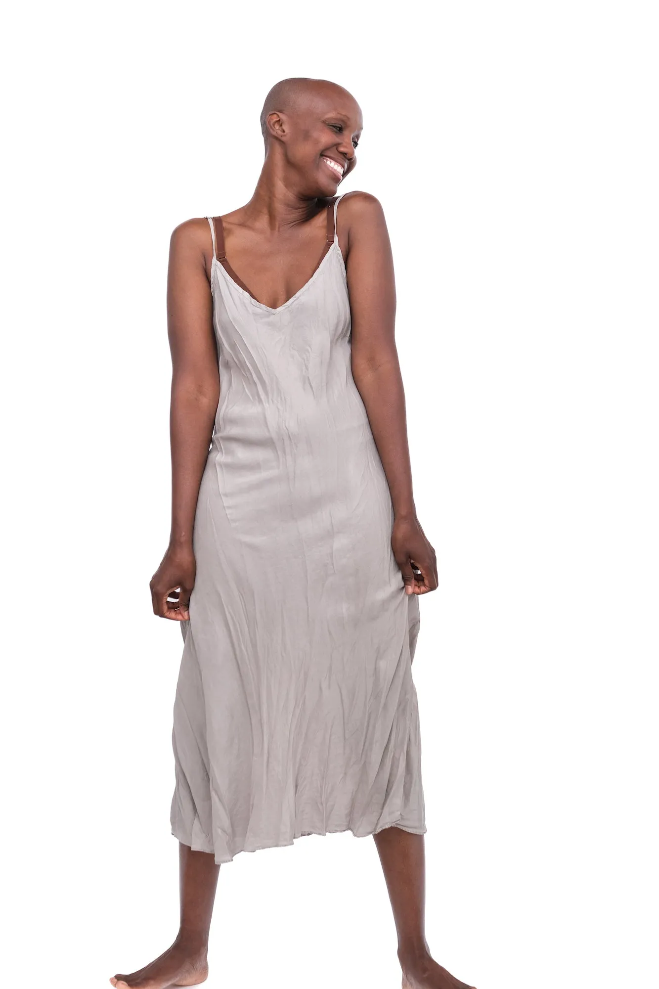 Long Bias Silk Slip,  Fog