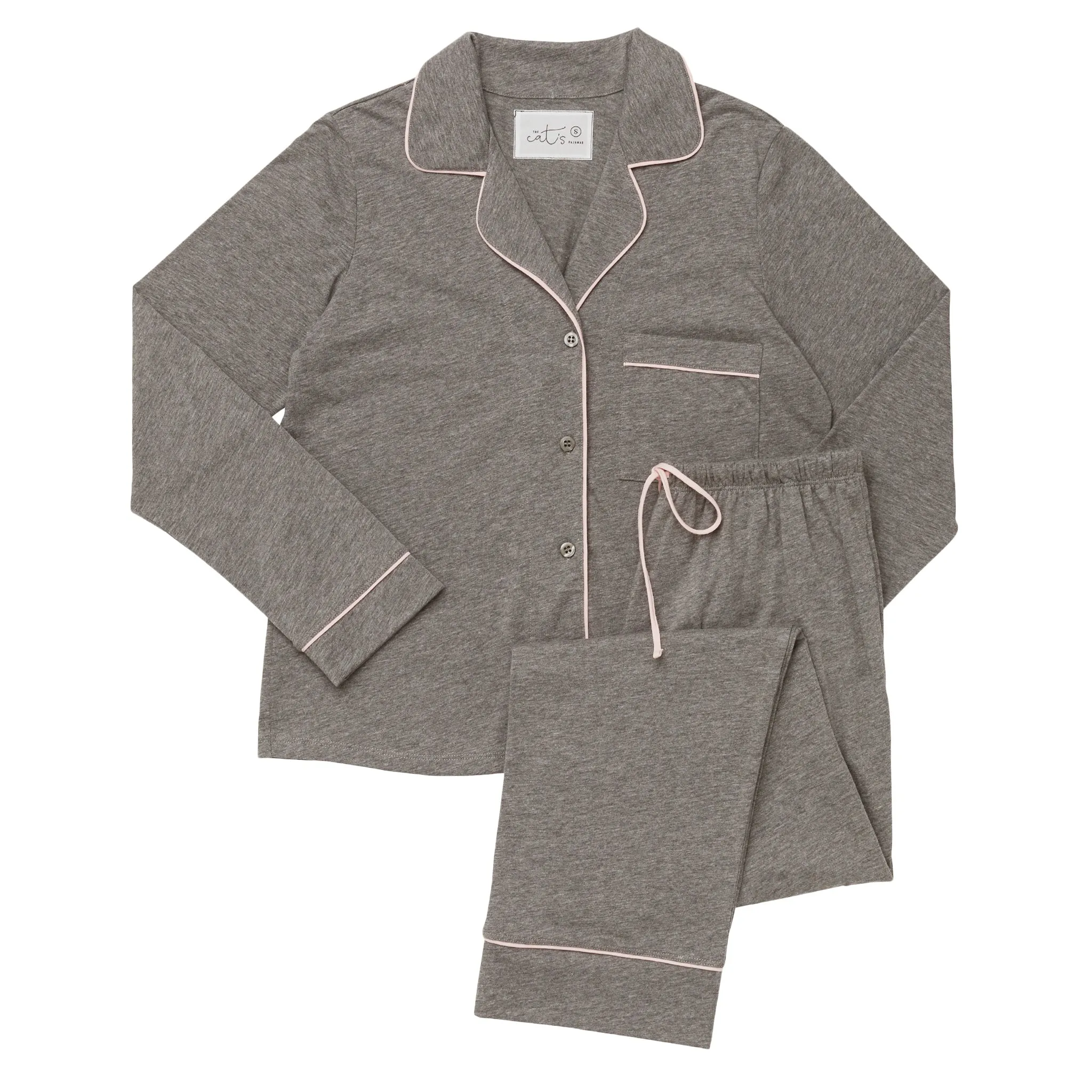 Long Sleeve Classic Knit Pajama Set - Heather Grey