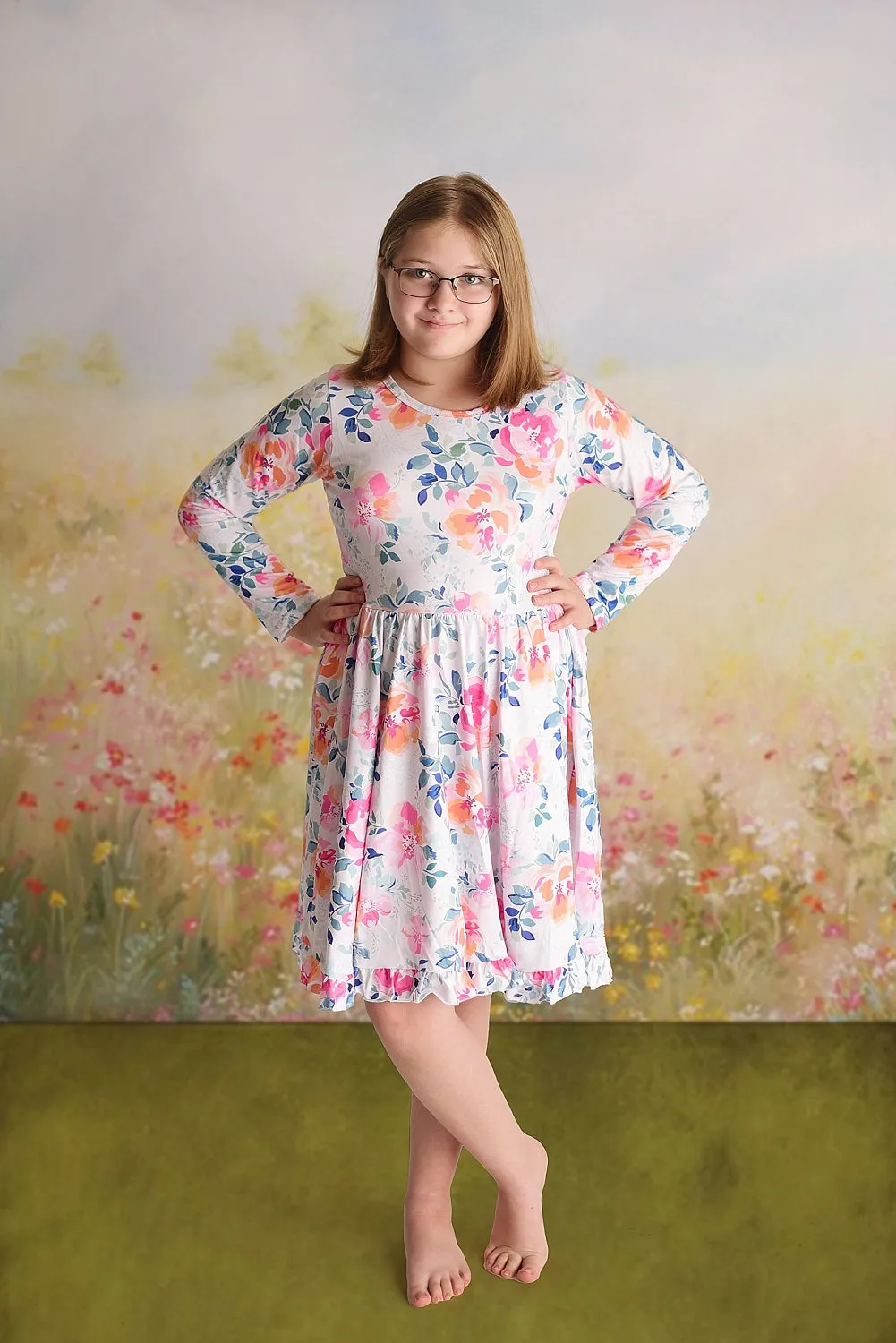 LYANNA FLORAL RUFFLE DRESS