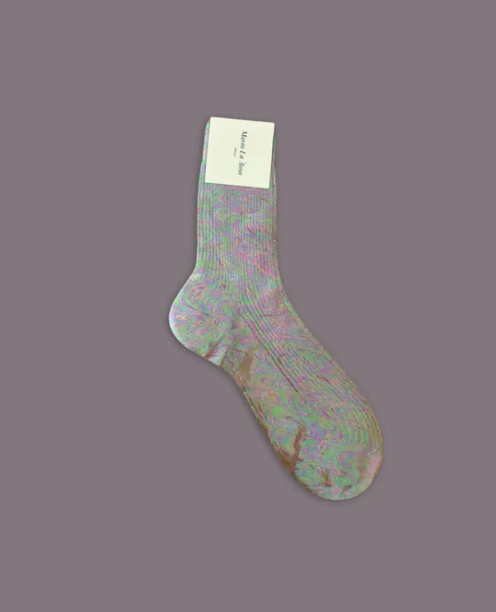 Maria La Rosa Nocciola Iridescent Silk Socks