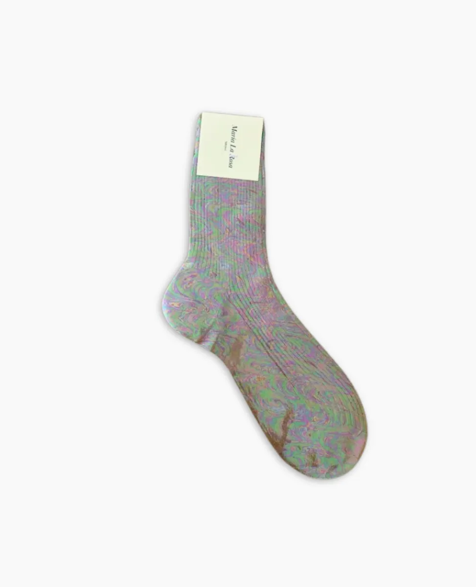 Maria La Rosa Nocciola Iridescent Silk Socks