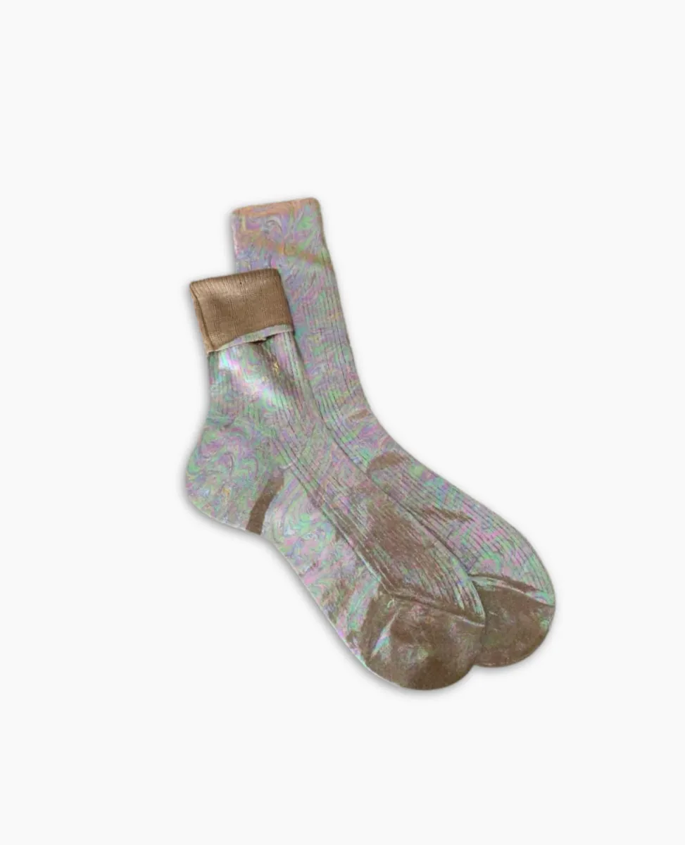 Maria La Rosa Nocciola Iridescent Silk Socks