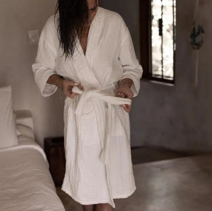 Mid-Length Muslin Cotton Robe - PERFECTLY IMPERFECT