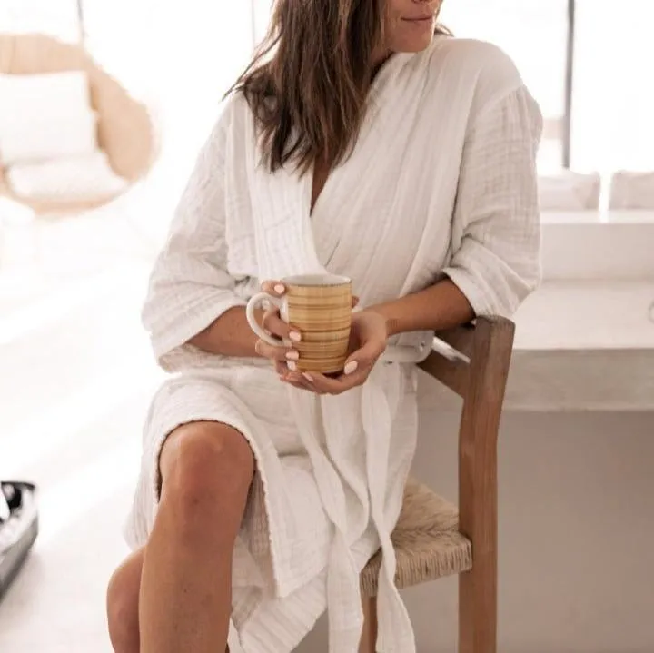 Mid-Length Muslin Cotton Robe - PERFECTLY IMPERFECT