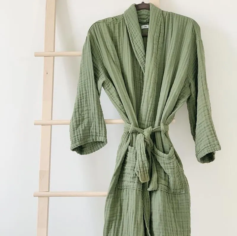 Mid-Length Muslin Cotton Robe - PERFECTLY IMPERFECT