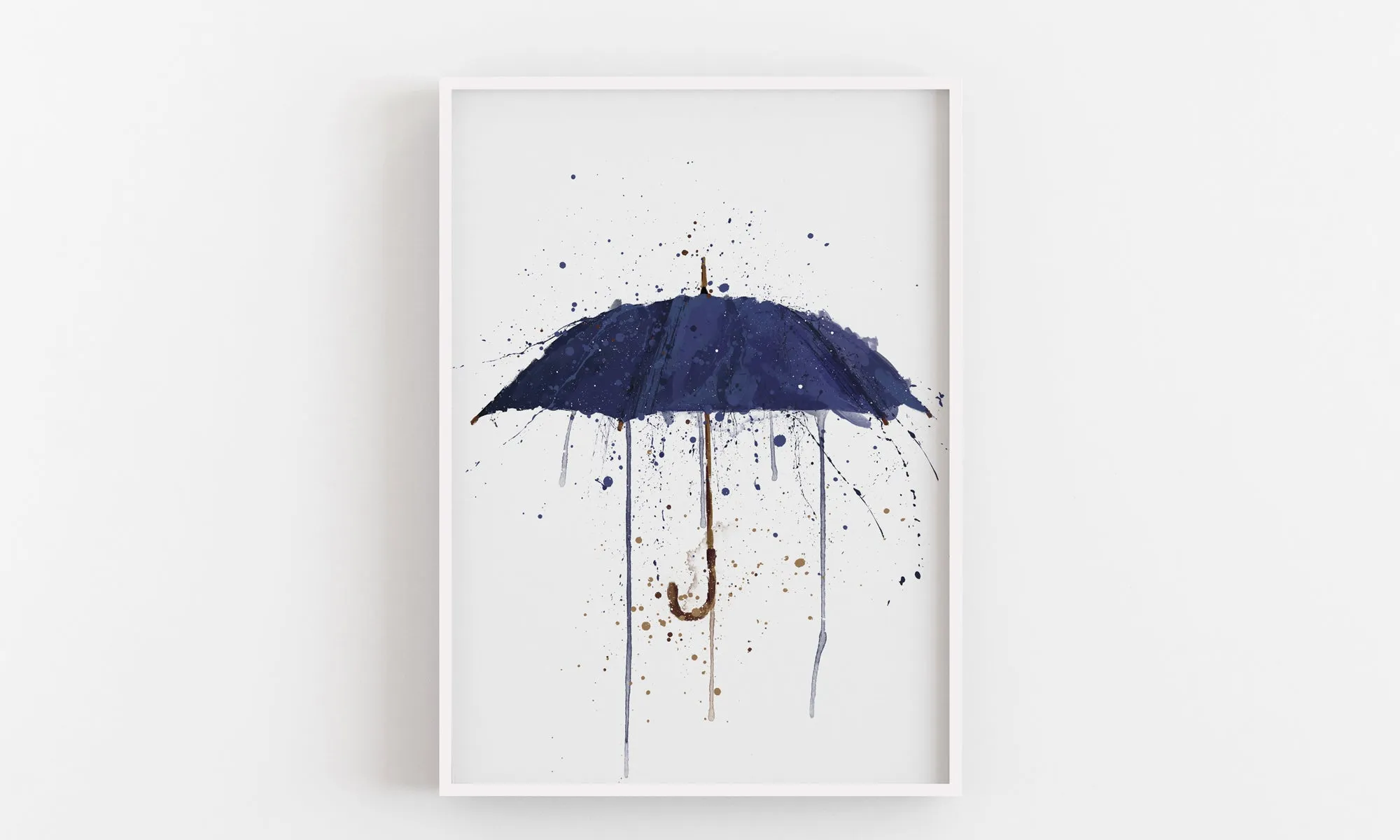 Navy Blue Umbrella Wall Art Print