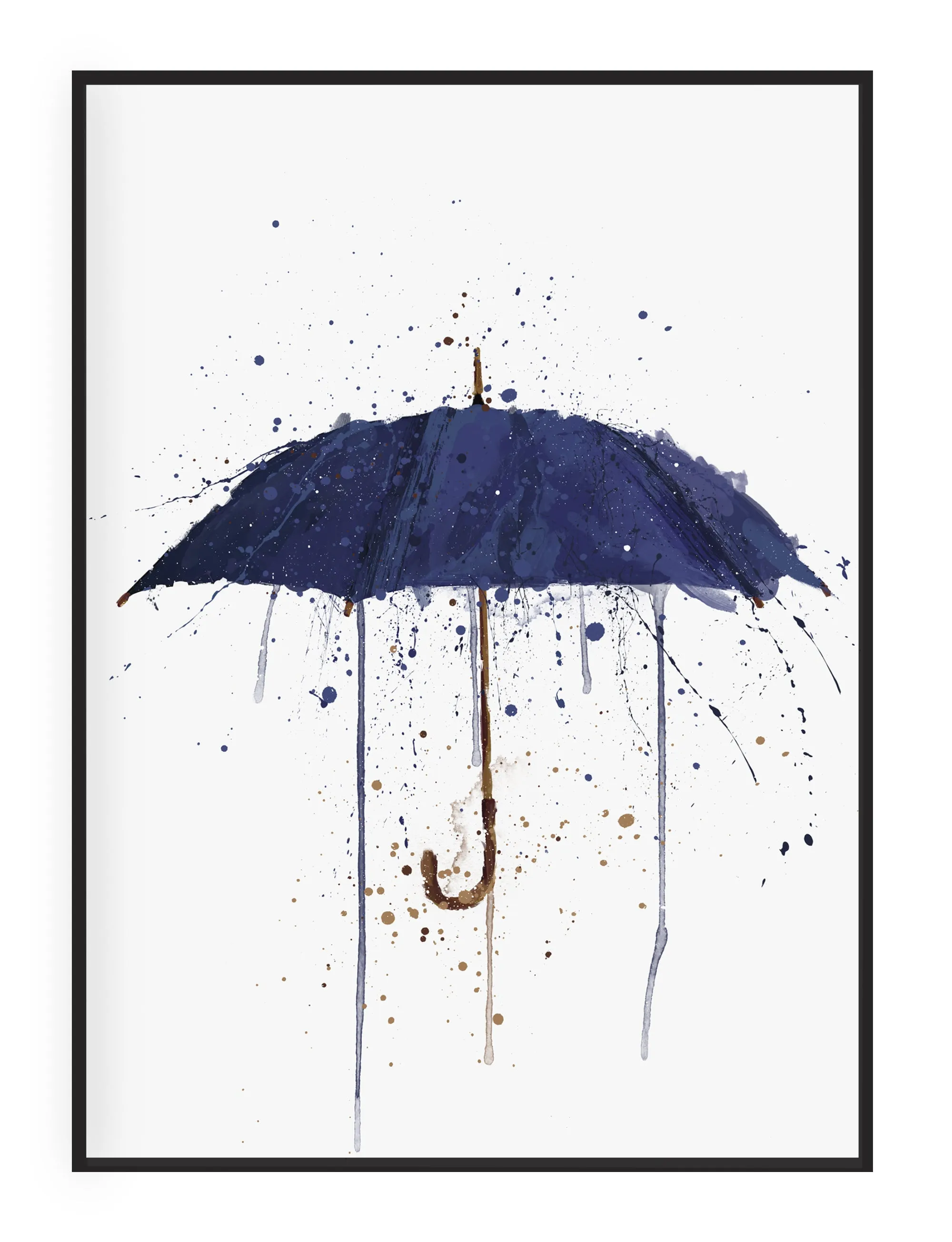 Navy Blue Umbrella Wall Art Print