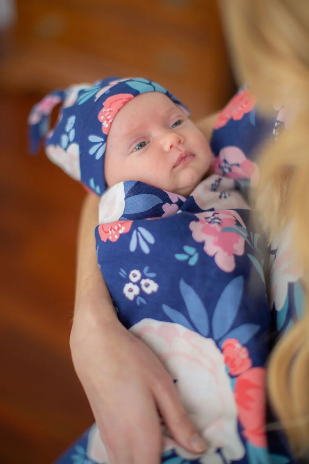 Navy Robe & Annabelle Swaddle Blanket Set