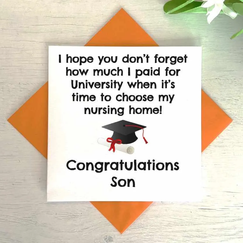 Nursing Home Graduation Greetings Card - Son