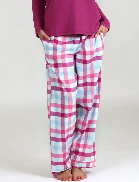 Organic Cotton Plaid Pant in Fuchsia