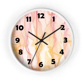 Pastel Wisps Wall Clock, Pink and Orange Wave Wall Clock