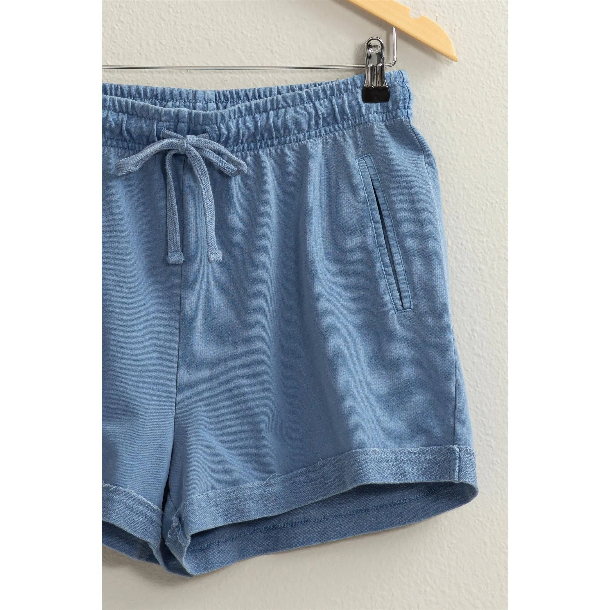 Pigment Dyed Raw Edge Detail Shorts