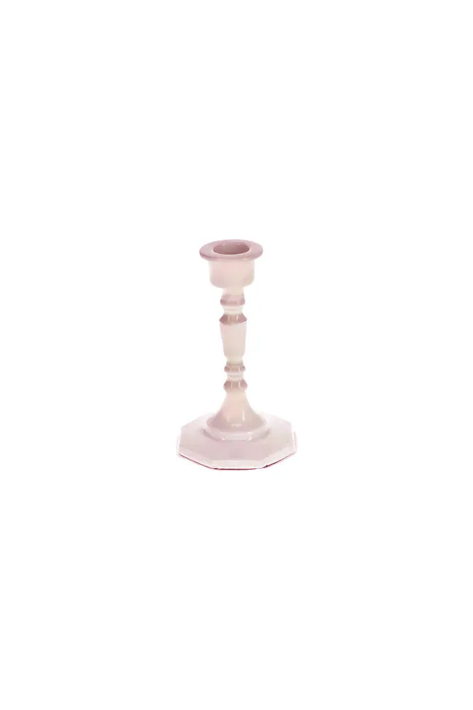 Pink Enamel Cast Style Candlestick Holder - 2 Sizes Available